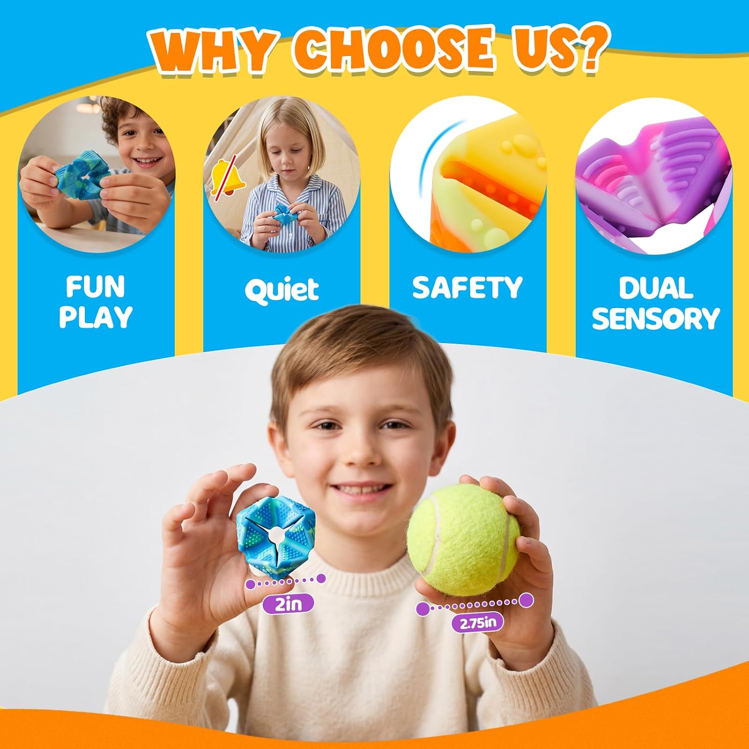Fidget Sensory Toys for Kids: 3 Pack Textured Flip Toys - Quiet Small Fidgets for Classroom Focus - Stress Relief
