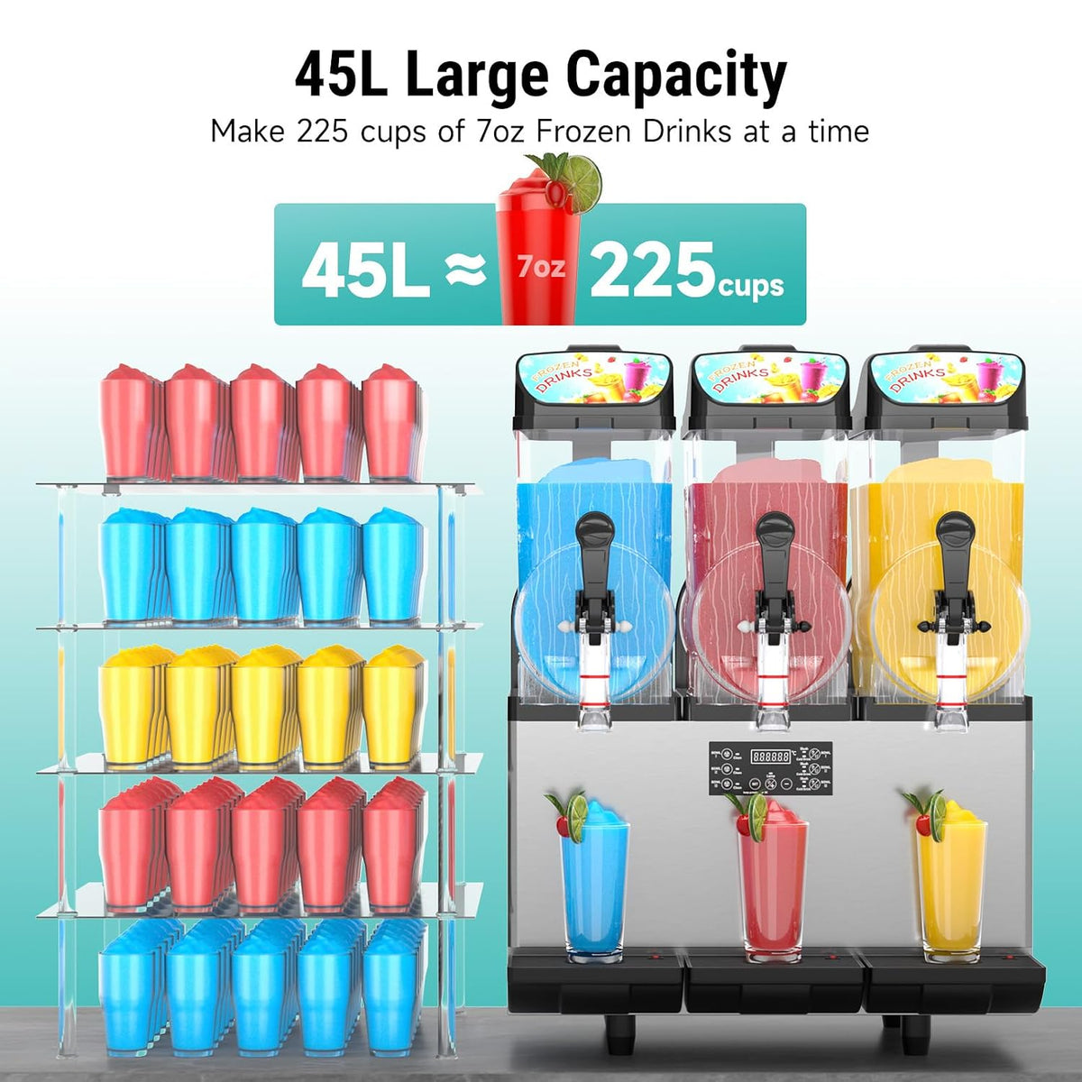 Commercial Slushy Machine, 45L Triple Tank Margarita Maker