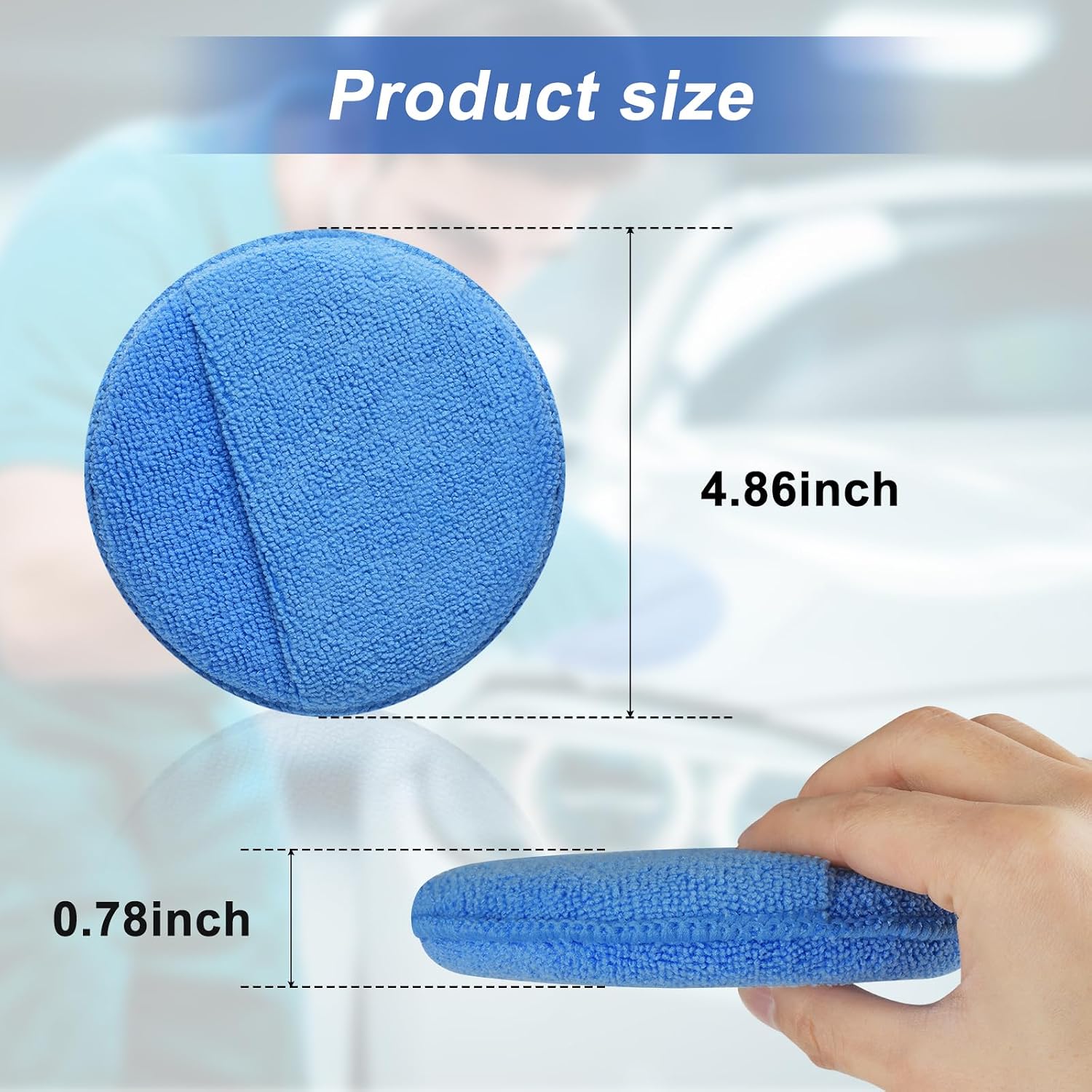 Wax Applicator Pad (8 Pack), 5 Inch Microfiber Applicator Pad with Finger Pocket, Washable Reusable Polishing Pads