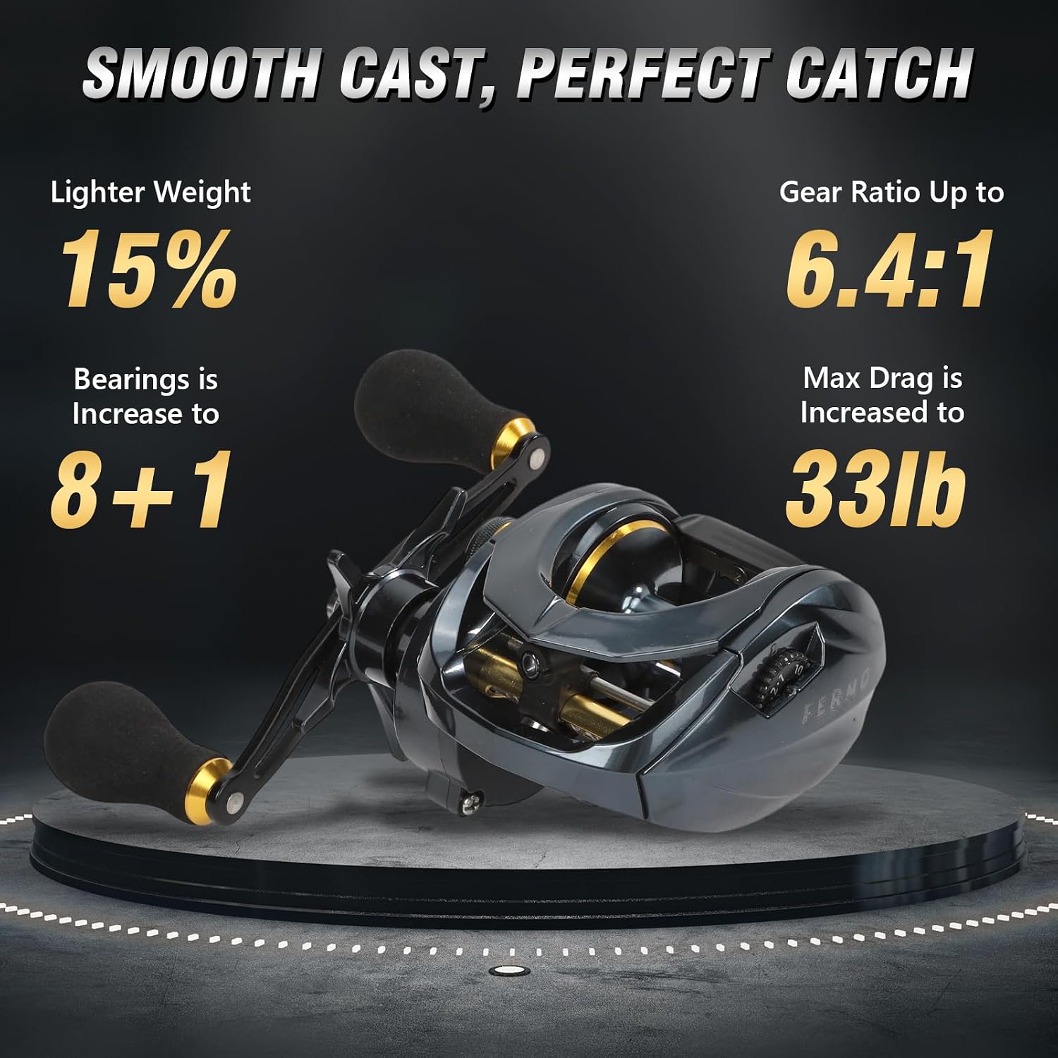 Baitcaster Reels 6.4:1 High-Speed Gear Ratio 33LB Max Drag 8+1 Bearings | Fishing Reel Aviation-Aluminium Spool