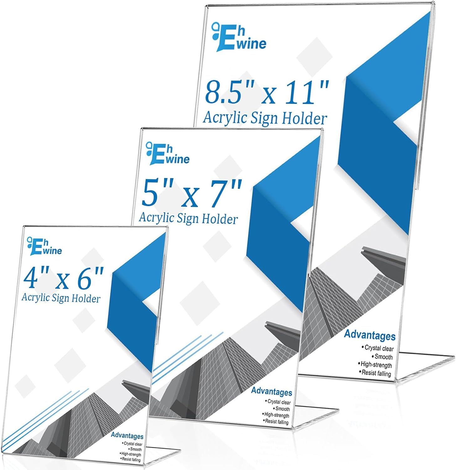 Acrylic Sign Holder 4 x 6, 6 Pack Vertical L-Shaped Tabletop Stand | Clear Vertical L-Shaped Tabletop Display with