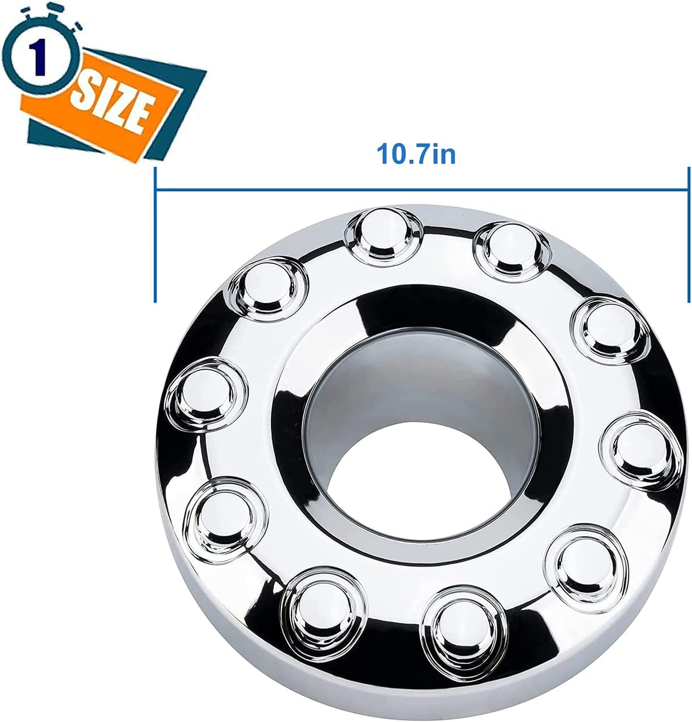 Front 10 Lug Chrome Wheel Center Hub Cap Compatible with Ford F450 F550 Super Duty 2005‑2017, 19.5 Inch 4WD Front