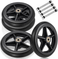 4 Pack Wheel Replacement with 4 Axles, 6 Inch Heavy-Duty Anti-Slip Solid Caster Roller Wheels for Walkers Wheelchair