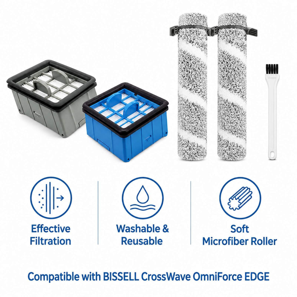 4329G Replacement Brush/Filter Kit Compatible with CrossWave OmniForce EDGE