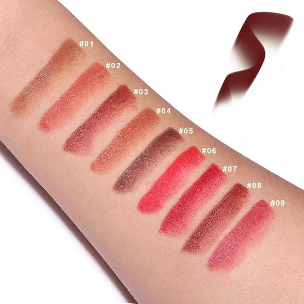 Matte Lip Liner Set Gradient Velvet Lip Crayon with Retractable and Long-Lasting Lipsticks for Women and Gift (9 Pcs