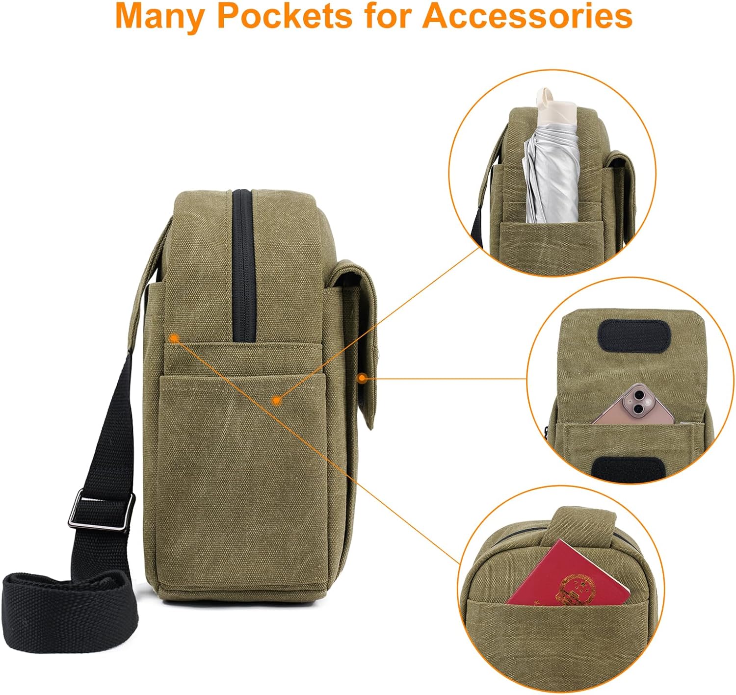 Camera Bag Purse Small Sling Crossbody Shoulder Case for Women Men | Waterproof 16A Canvs Compact Lightweight