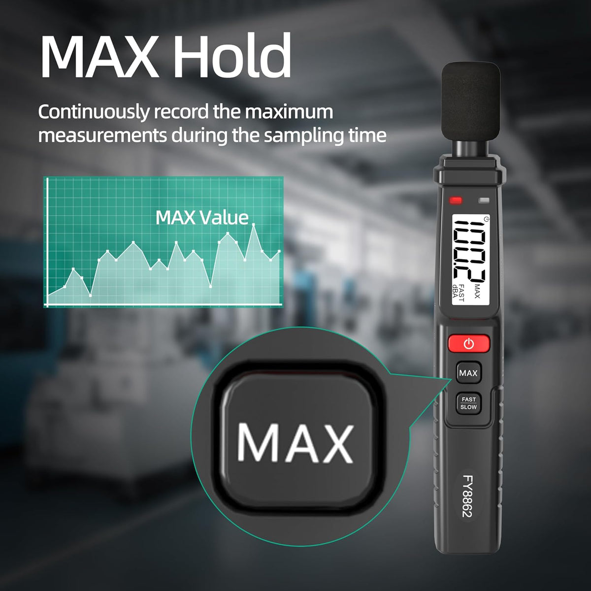 Decibel Meter, 30-130dB Digital Sound Level Meter with LCD Display