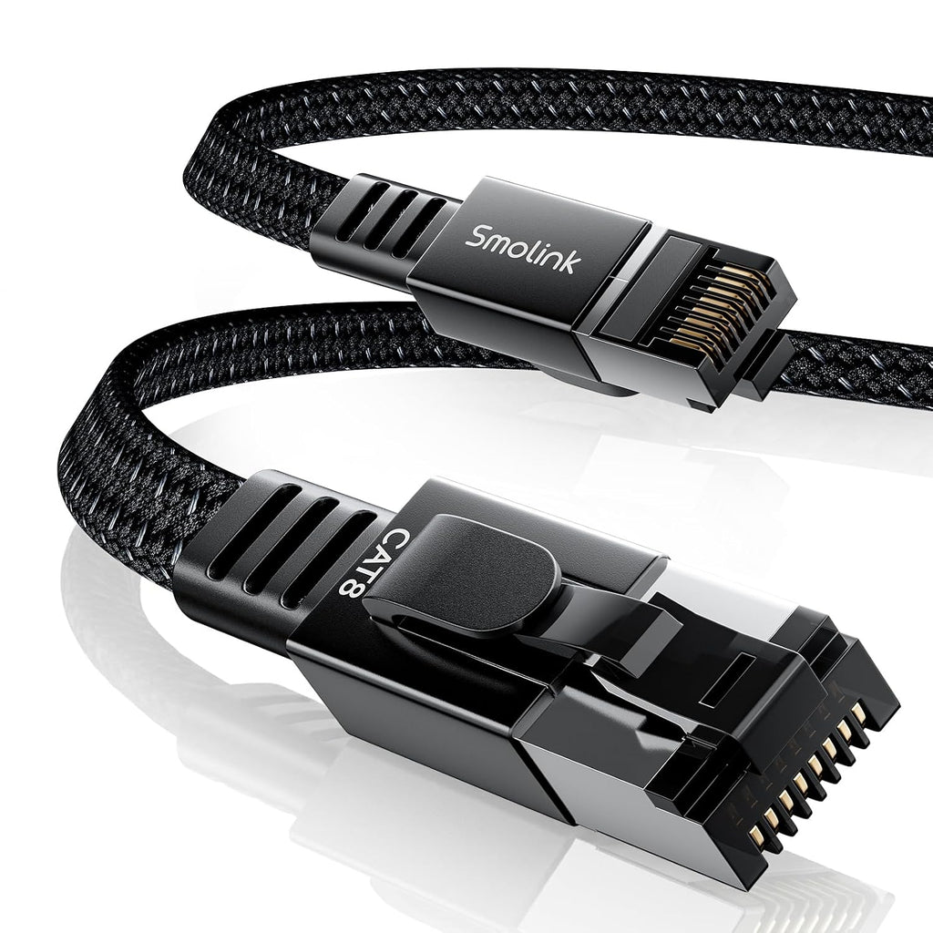 Cat 8 Ethernet Cable, 50ft 40Gbps 2000MHz RJ45 LAN Cable | Nylon Braided High Speed Internet Cable, Heavy Duty