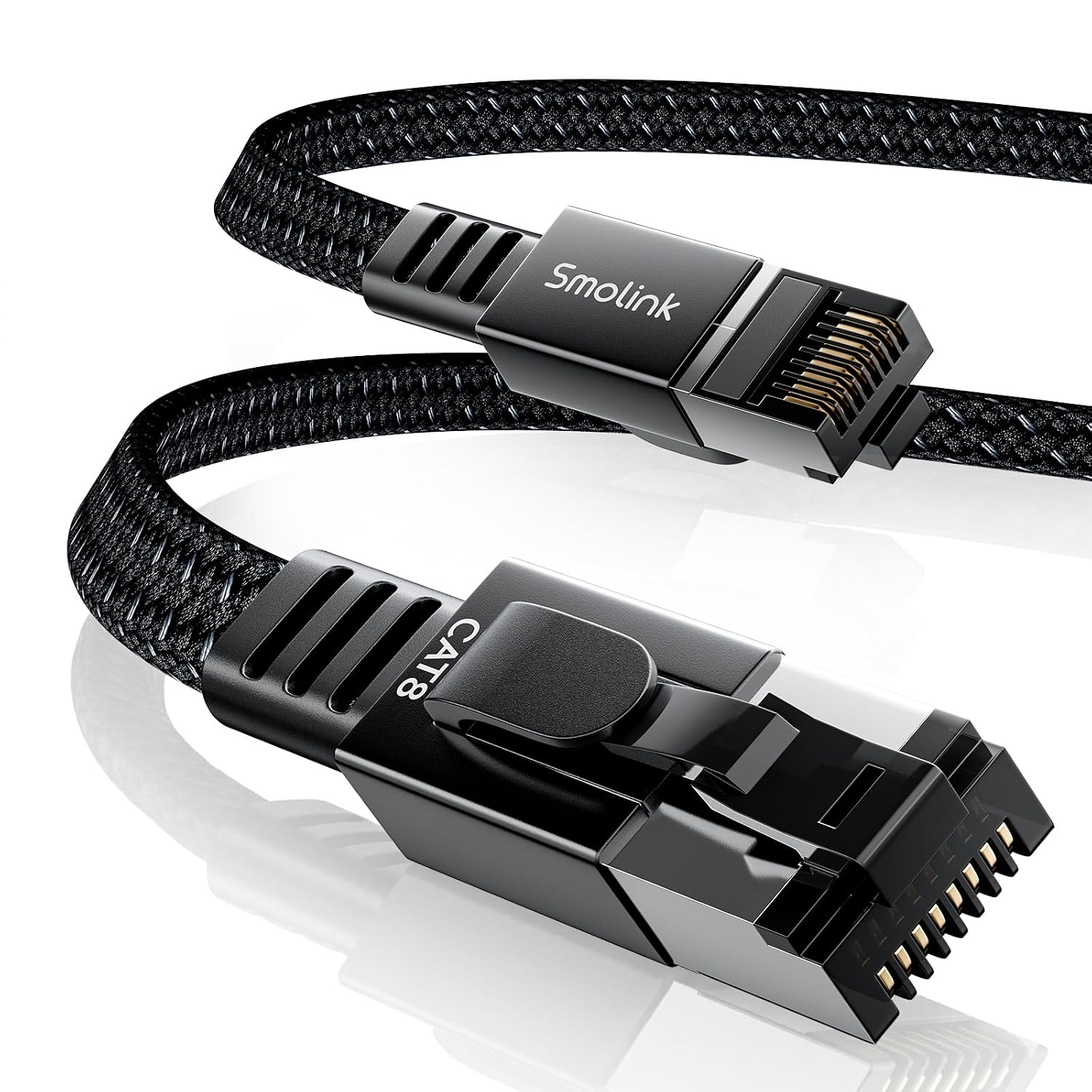 Cat 8 Ethernet Cable, 50ft 40Gbps 2000MHz RJ45 LAN Cable | Nylon Braided High Speed Internet Cable, Heavy Duty