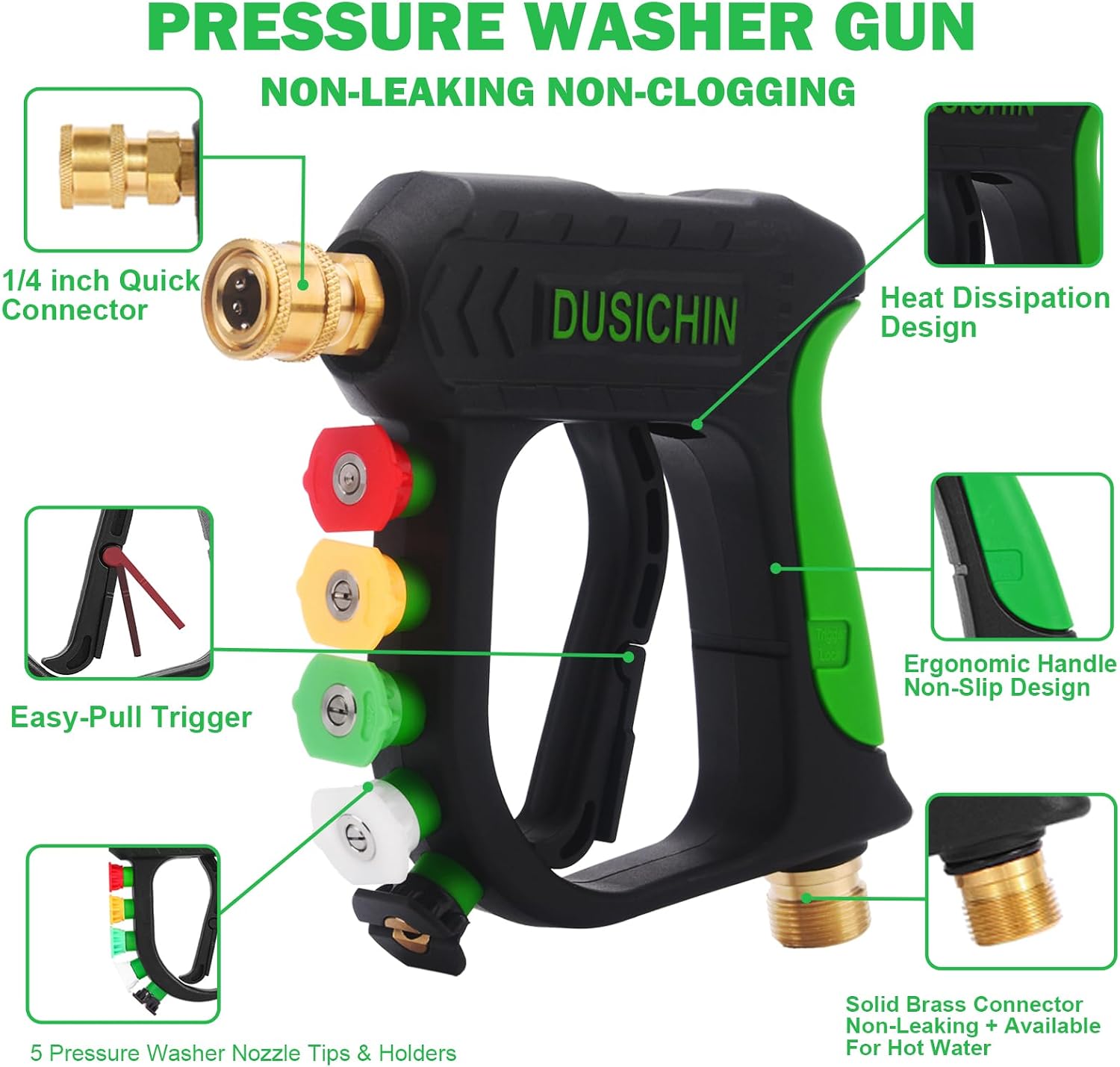 Pressure Washer Accessory Short Wand Foam Cannon | Dual Connector Shift Valve Car Wash Foam Cannon Kit 1/4 Inch Quick