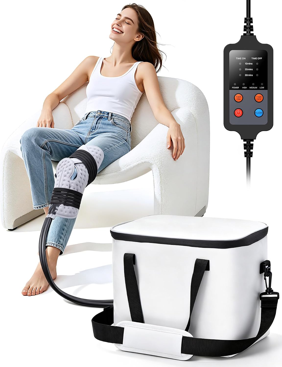 Ice Machine for Knee After Surgery, 20H Cold & No Assembly Needed White
