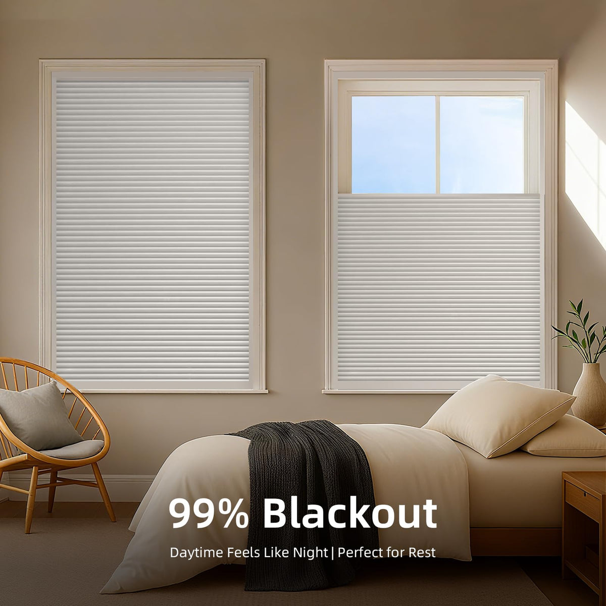 Motorized Blackout Cellular Skylight Shades Custom White