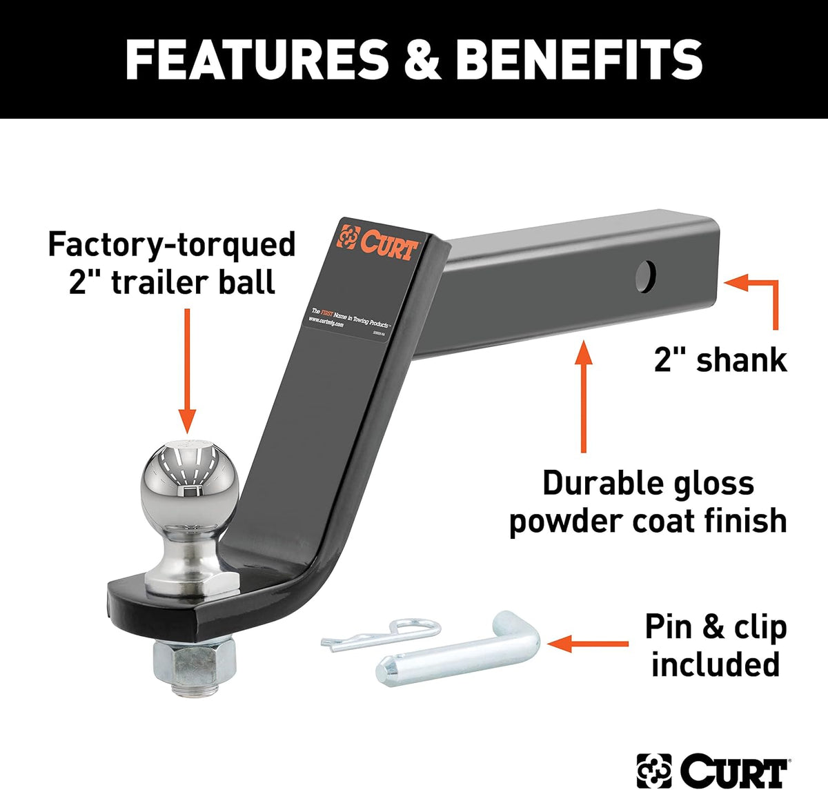 Loaded Ball Mount with 2" Ball (2" Shank, 7,500 lbs., 6" Drop)
