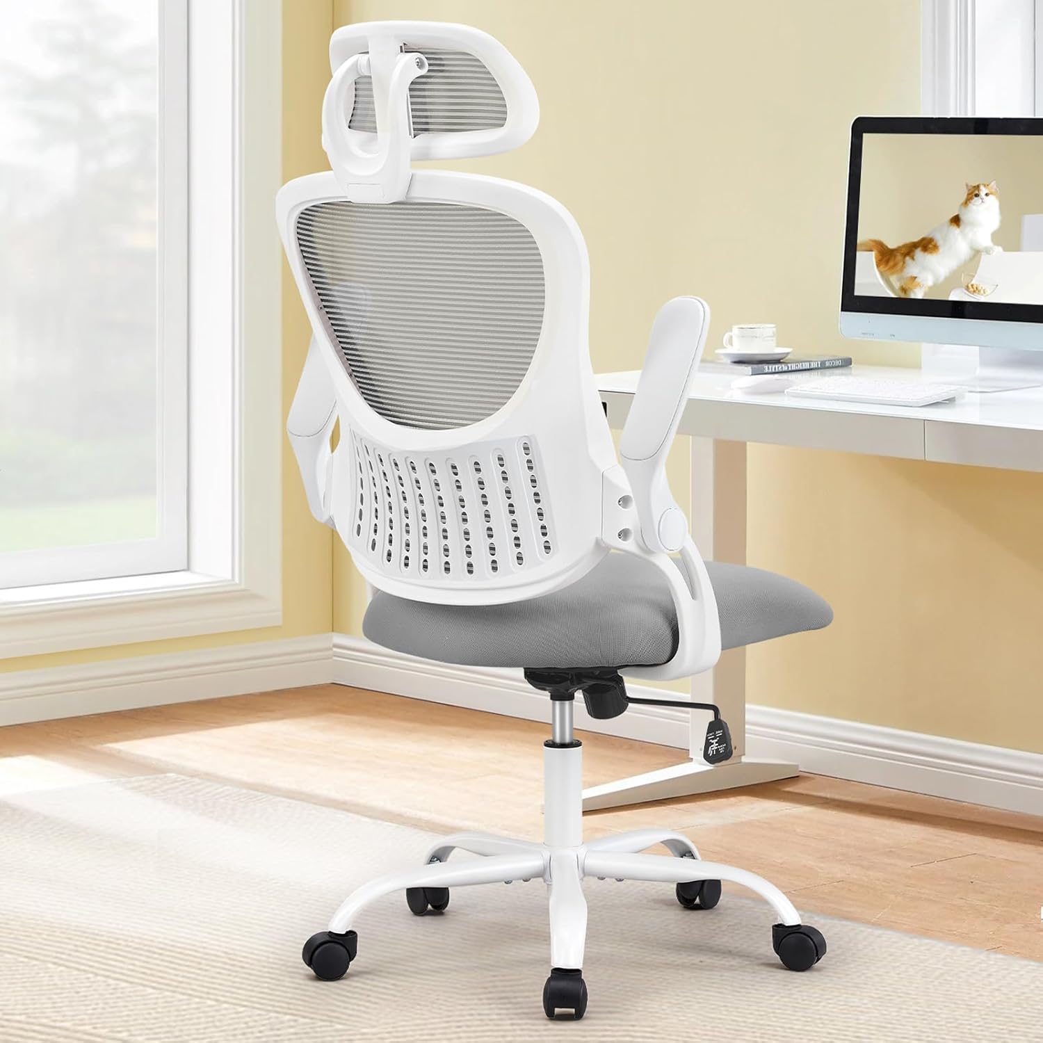 Home Office Desk Chair, Ergonomic High-Back Mesh Rolling Work Computer Chairs with Wheels and Adjustable Headrests