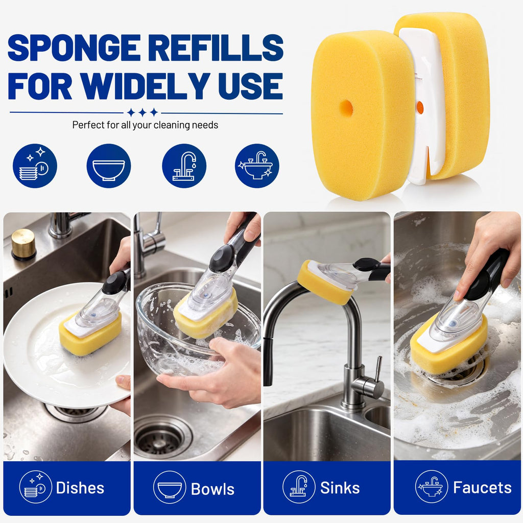 Sponge Brush Refills for OXO Dish Brush 6 Pack Soap Dispensing Dish Refills