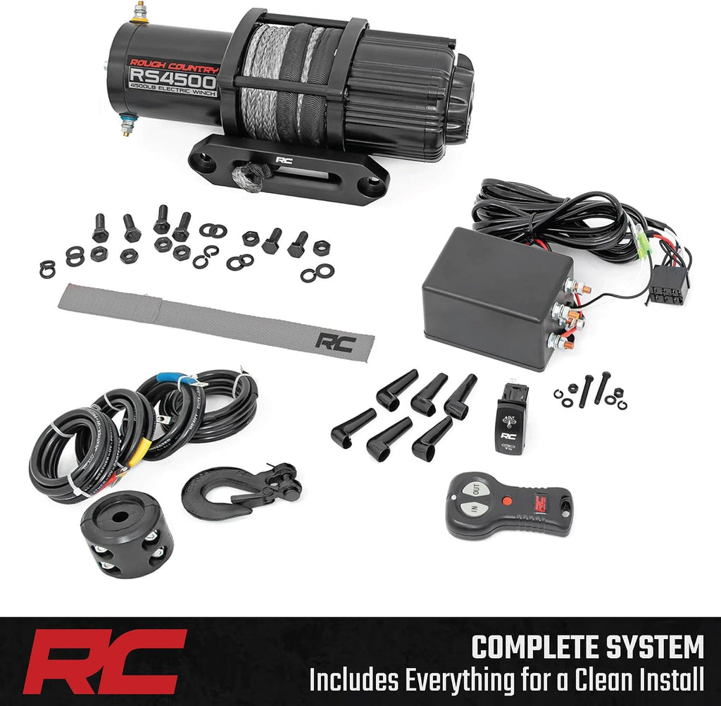 4,500 LB UTV/ATV Winch - ProSeries 1.4HP Electric Winch with 50 Ft Synthetic Rope, Remote, Waterproof 12V Off-Road