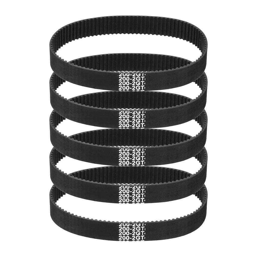 MECCANIXITY 200mm GT-2 Timing Belt 10mm Width 2mm Pitch Black 5pcs