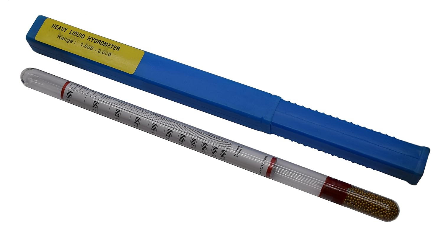 Laboratory Hydrometer - Specific Gravity, Heavy Liquids, Range 1.000 to 2.000 x 0.010 - Includes Protective Case