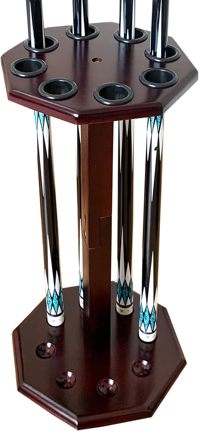 Freestanding Billiard Cue Rack, Pool Table Accessories Hold 8 Cues, Pool Cue Stick Holder, Wooden Floor Stand Pool