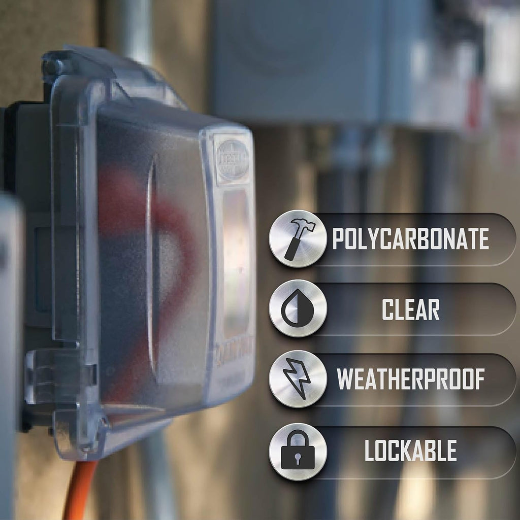 1-Gang Weatherproof In-Use Outdoor Electrical Outlet Cover, Clear