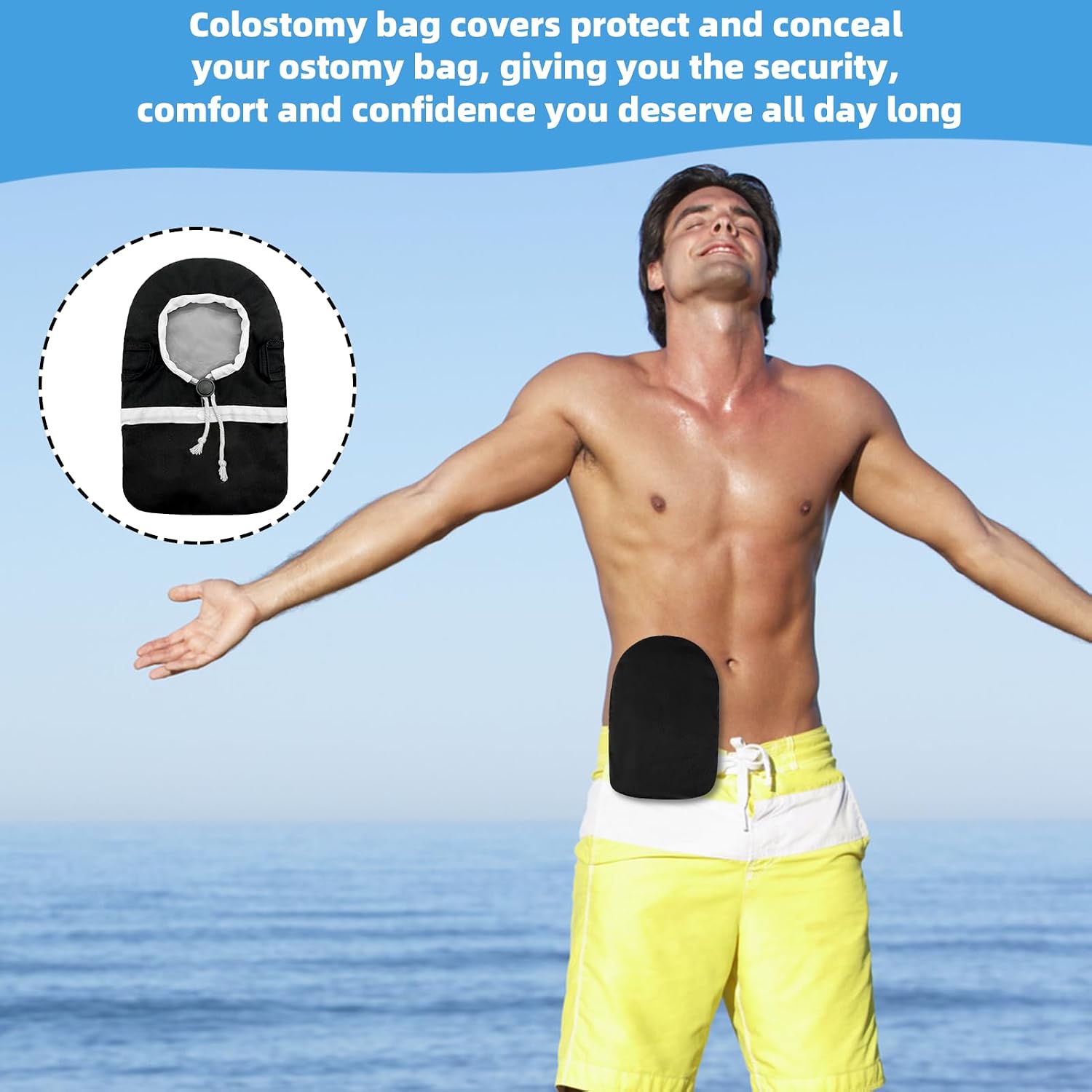 Ostomy Bag Covers, Ostomy Belt for Men & Women, Liner Waterproof Colostomy Bag Covers With Adjustable Opening