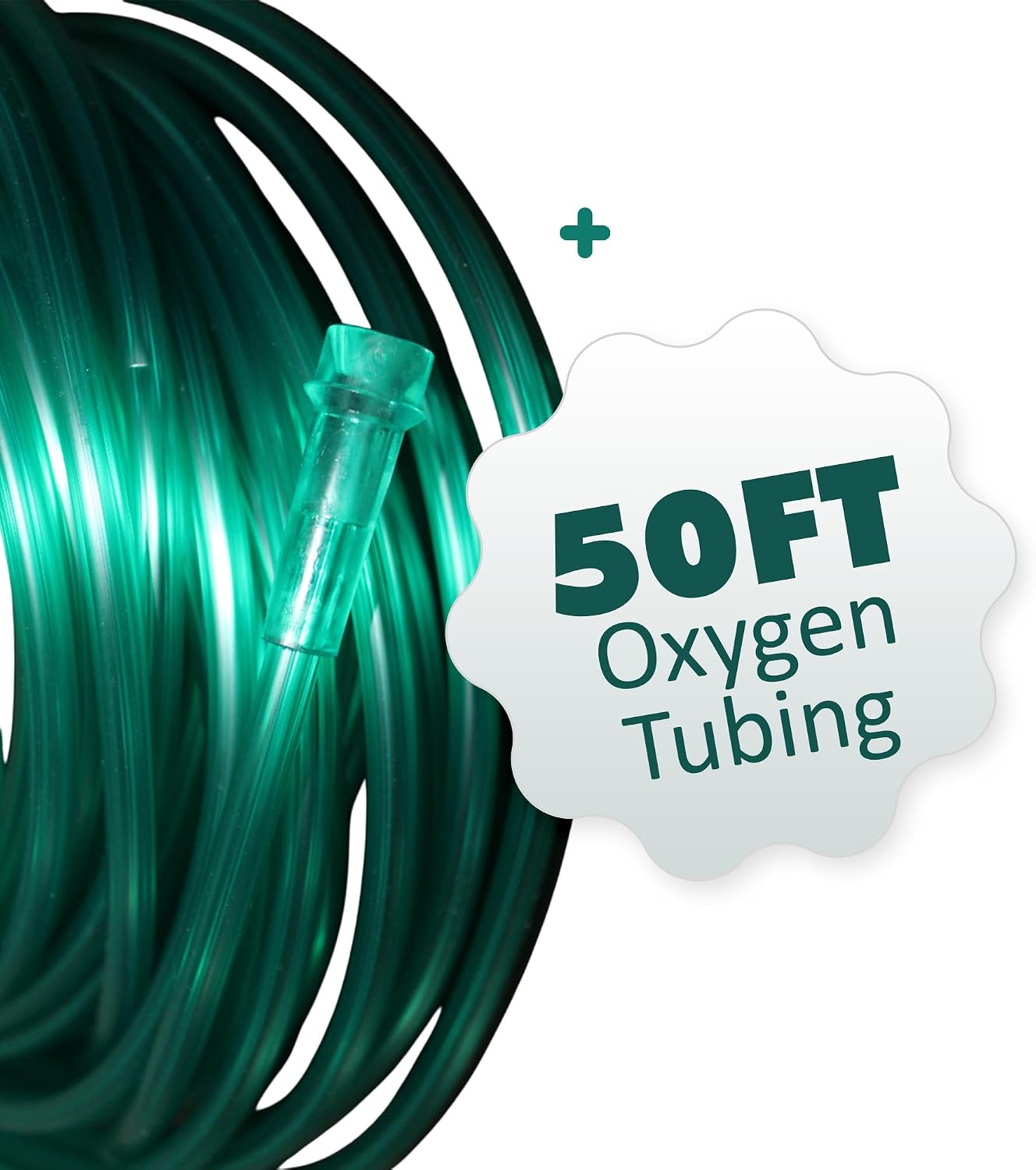 Oxygen Tubing 50FT Green Crush Resistant Non Kinking for Cannula Nasal Tubing and Oxygen Concentrator with Standard