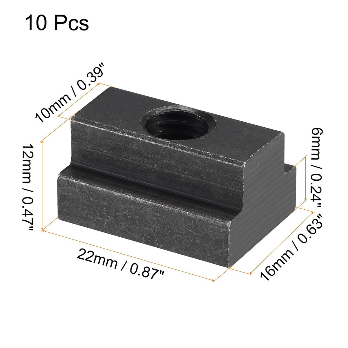 uxcell M8 Thread T Slot Nuts Alloy Steel Black Oxide Finish 10Pcs