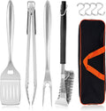 Grilling Utensil Set 18in, Stainless Steel BBQ Accessories Tools with Bag for Outdoor Cooking Camping, Heavy Duty