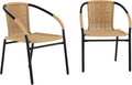 Lila 2 Pack Beige Rattan Indoor-Outdoor Restaurant Stack Chair