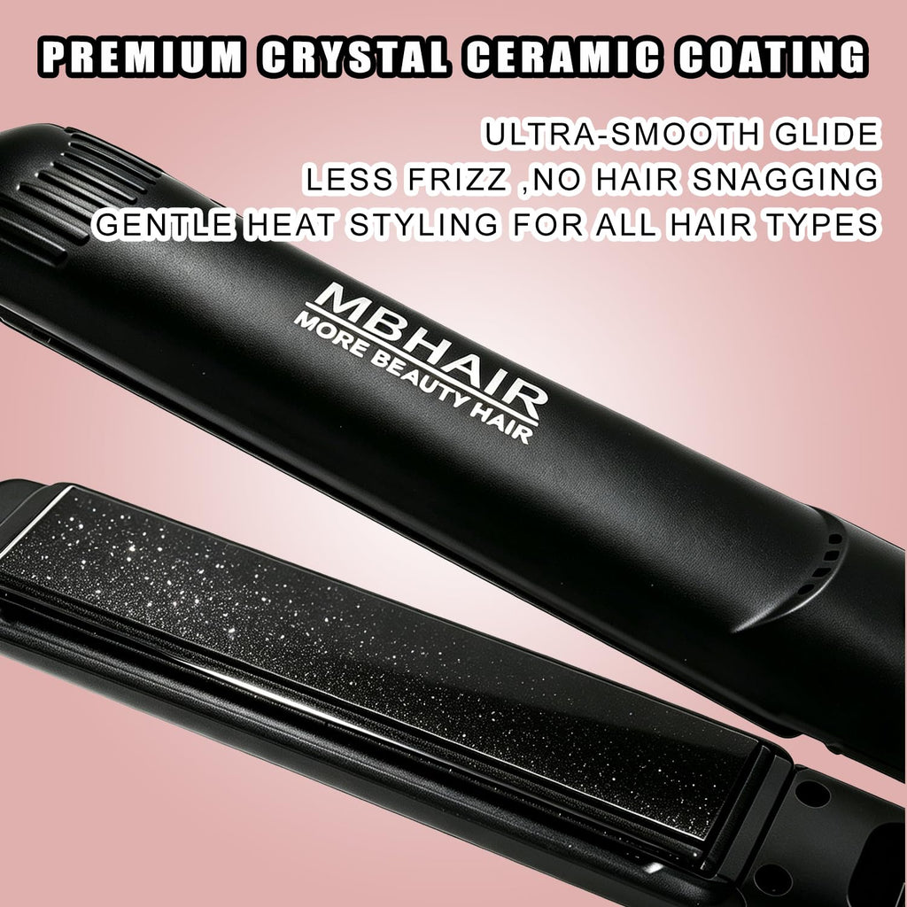 Flat Iron Hair Straightener Curler 2 in 1,Ceramic 1″ Instant Heat up | Negative ions reduce frizz for silky shiny