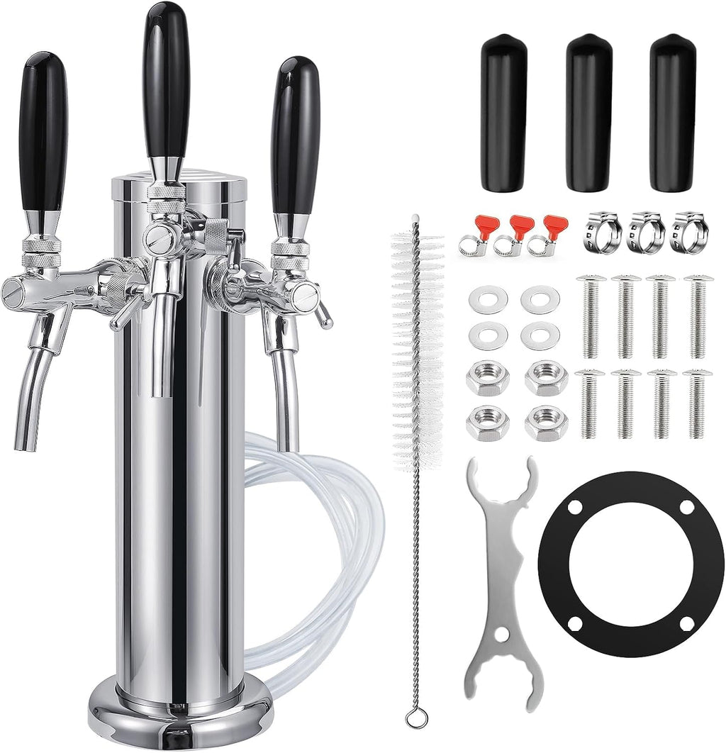 Adjustable Triple-Tap Kegerator Tower Beer Tap Tower