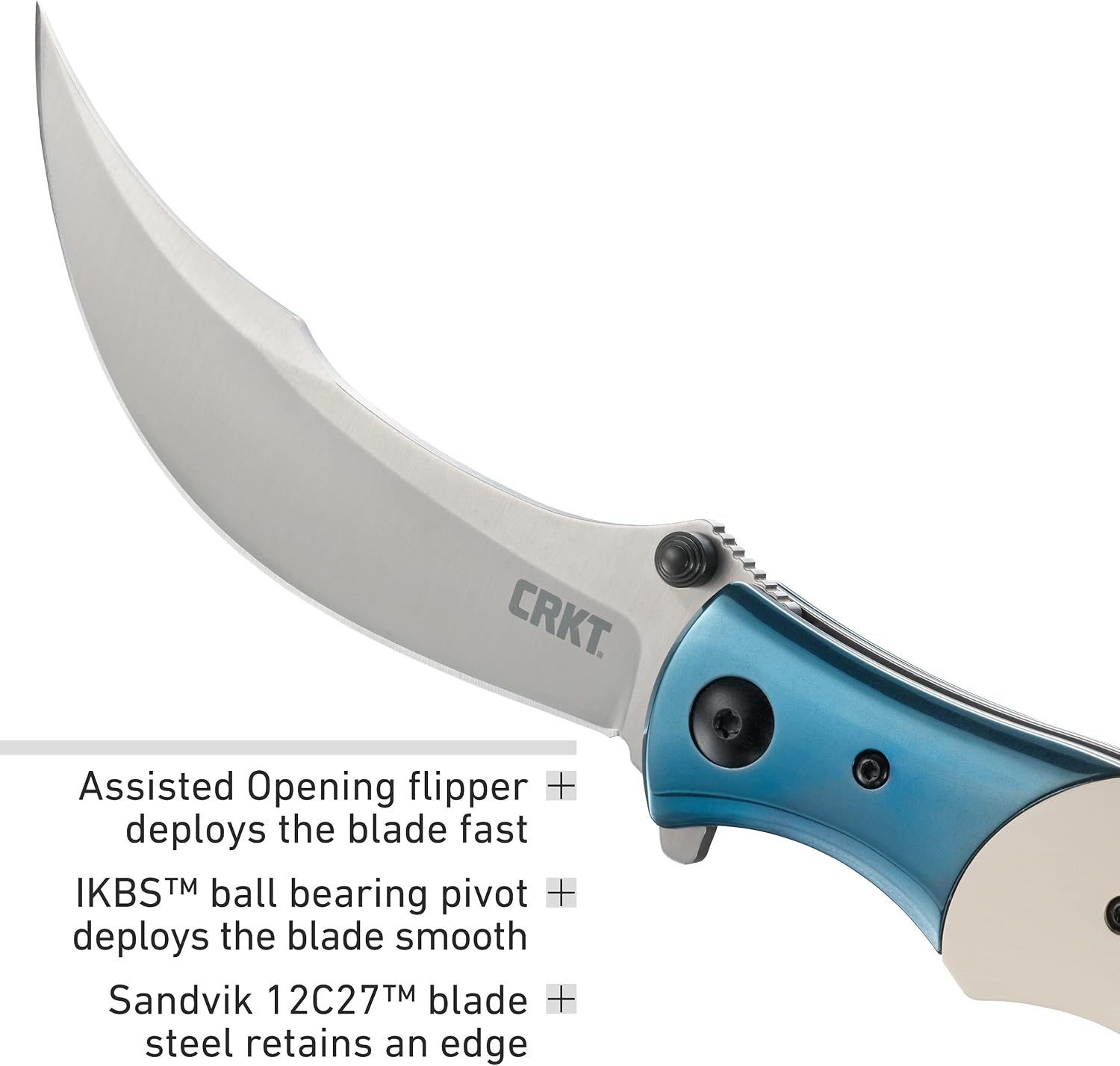 Ritual Assisted Pocket Knife: Everyday Carry Utility Folder, Sandvik 12C27 Steel Recurve Blade with Satin Finish