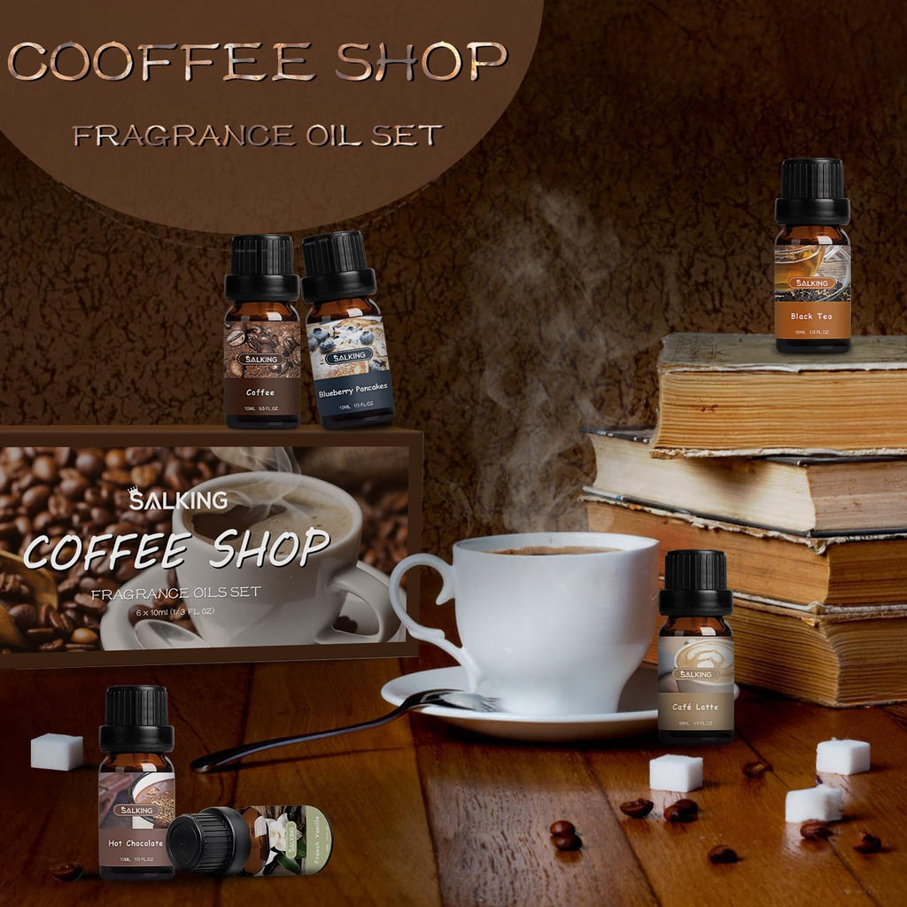 Coffee Shop Fragrance Oils Set, Premium Essential Oils Set for Diffuser, Scented Oil for Soap & Candle Making