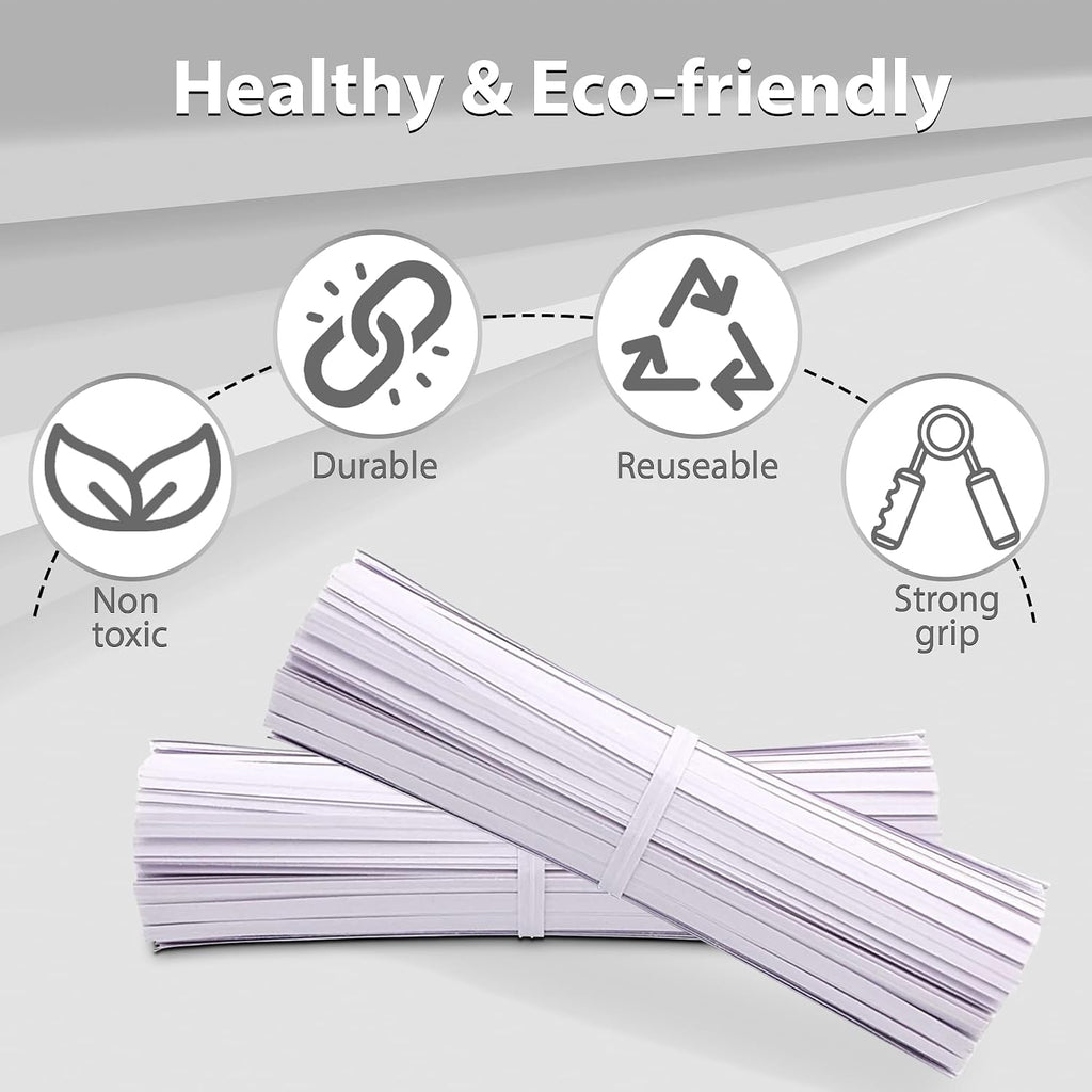 500 Reusable White Paper Bread Ties - 5" Twist Ties for Bags, Bread, Cake Pops
