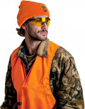 Blaze Camo Orange Hunting Vest with Buckle - High Visibility Ultra Quiet Waterproof Deer Hunting Gear Vest