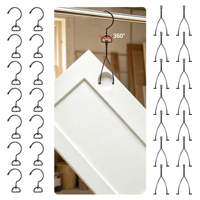 28PK Anti-Drop Cabinet Door Painting Hangers & 360° Hooks Refinishing Set