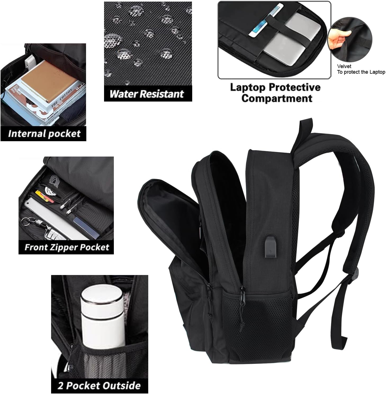 Travel backpack for Men and Women, Anti Theft Laptop Backpack with USB Charging Port for Work, Large Bag for College