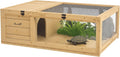 Wooden Tortoise House Indoor Turtle Habitat Enclosure Outdoor Reptile Cage for Lizards, Geckos, Yellow