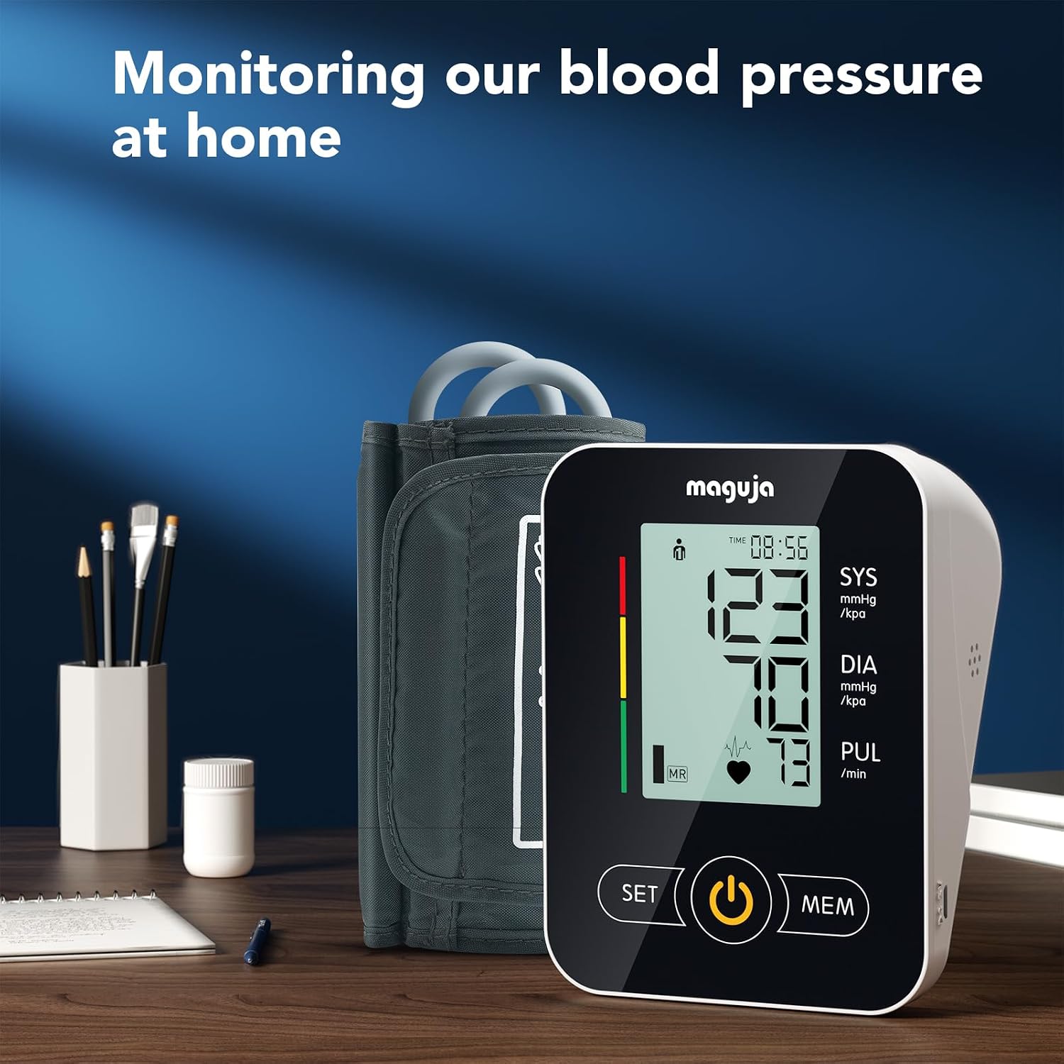 Upper Arm Blood Pressure Monitor Auto Digital for Home Use(Black) | Blood Pressure Machine,One-Button Design BP