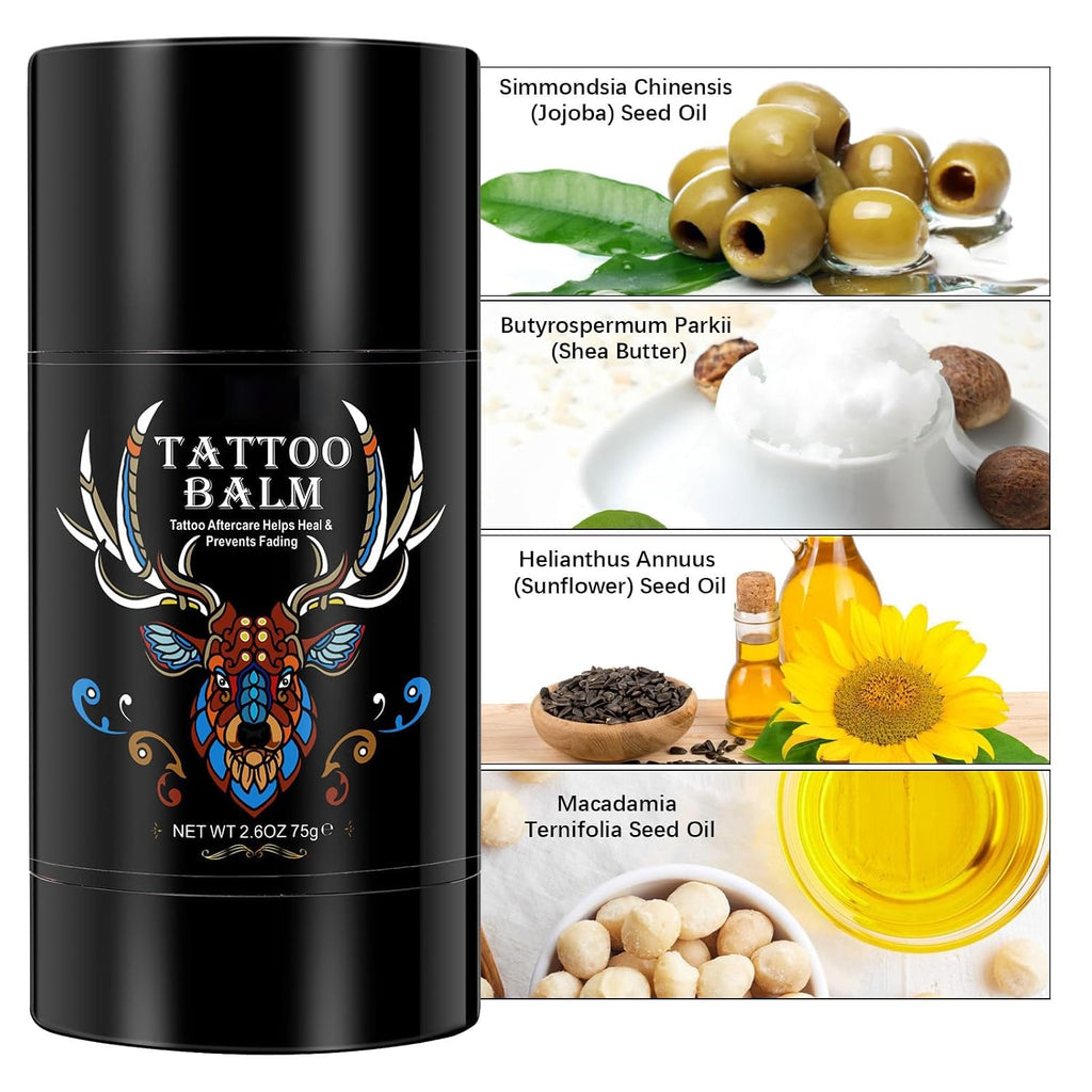 Tattoo Aftercare Butter Balm, 2.6 oz, Old & New Tattoo Moisturizer Healing Brightener for Color Enhance, Natural