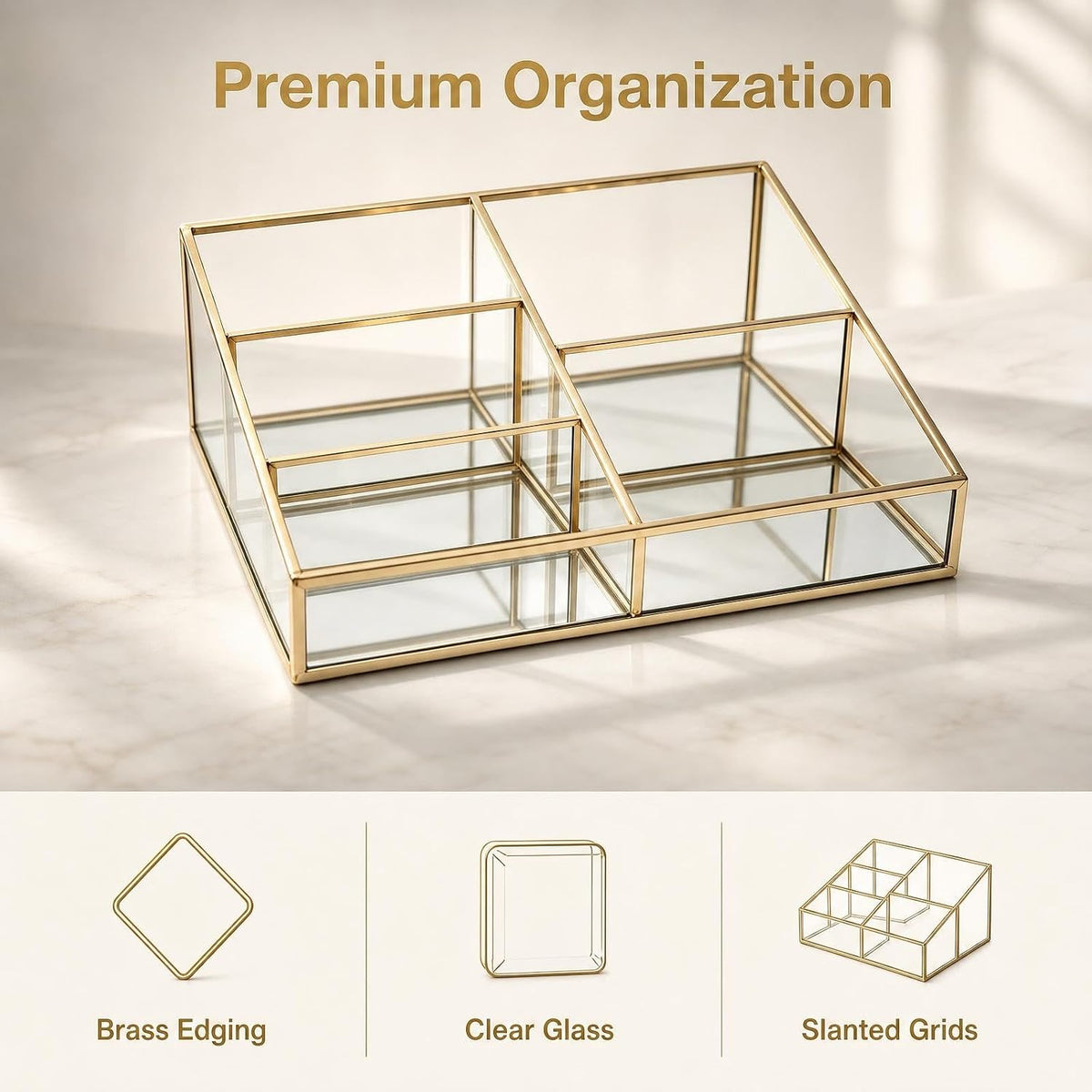 Glass Makeup Organizer Vanity Storage, Makeup & Perfume Tray
