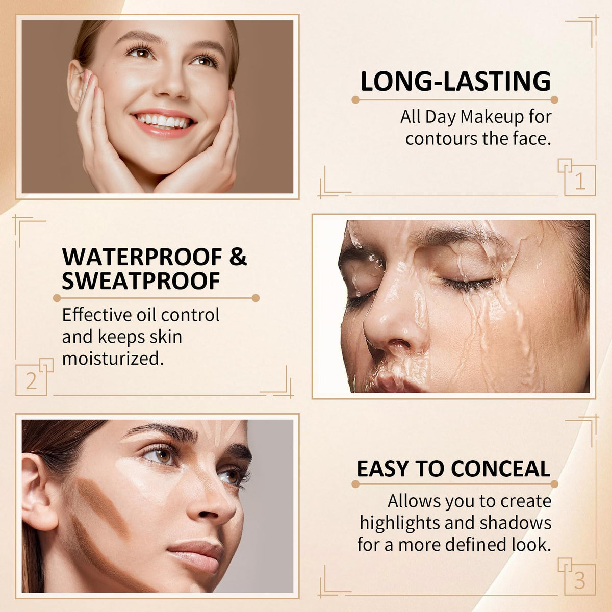Liquid Concealer, Full Coverage Makeup Under Eye Concealer -Warm Nude