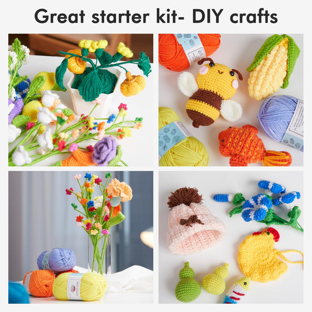 Crochet Kit for Beginners Adults, 30 Acrylic Yarn Skeins 1650 Yards Yarn, 105 PCS Crochet Kit with Hooks Set,Includes
