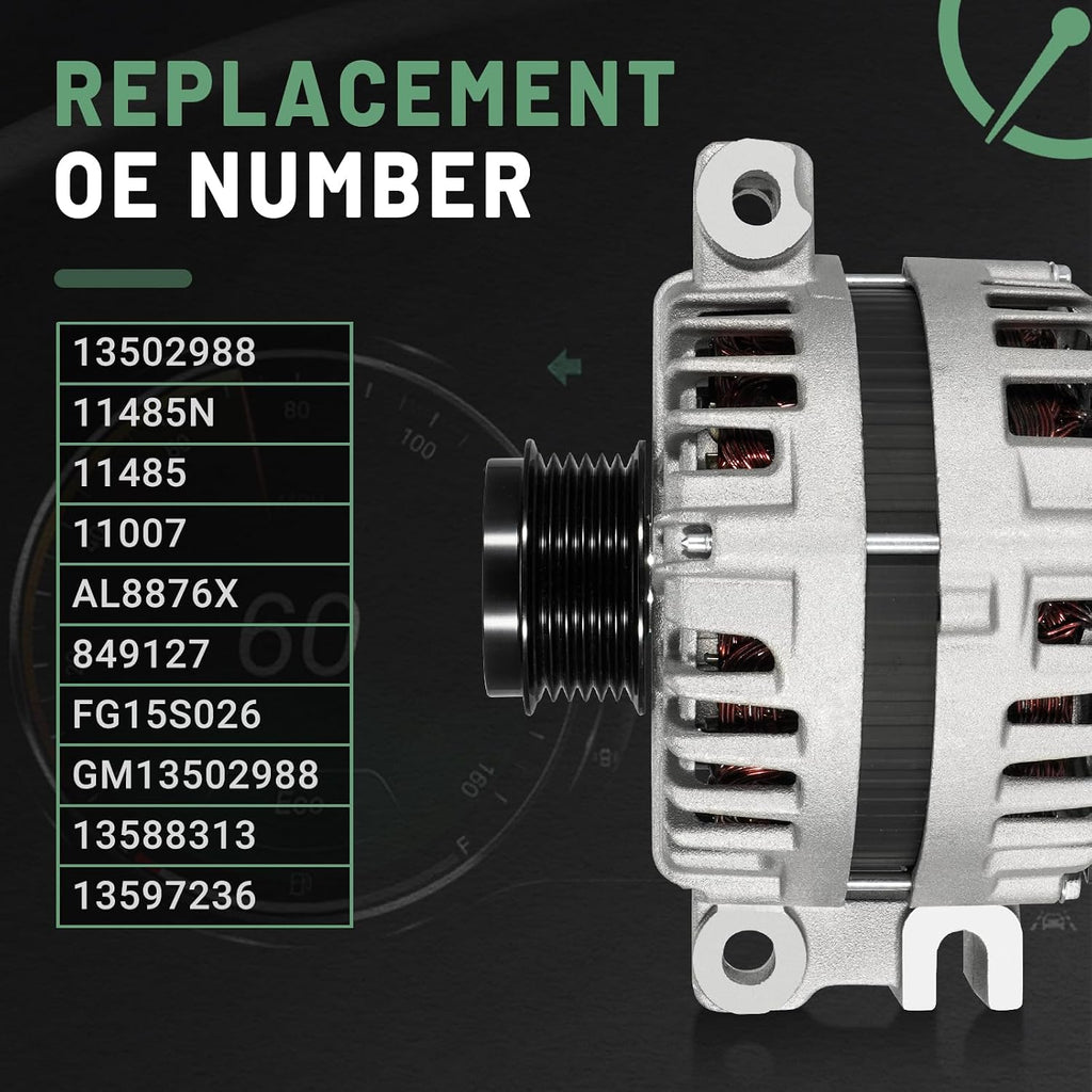 13502988 Alternator 150A, Fit for Chevrolet Camaro 2010-2012, Colorado 2015-2016, GMC Canyon 2015-2016 | 3.6L V6 GAS - Replace 11485, 11485N, 849127, FG15S026, AL8876X Generator 12V CW