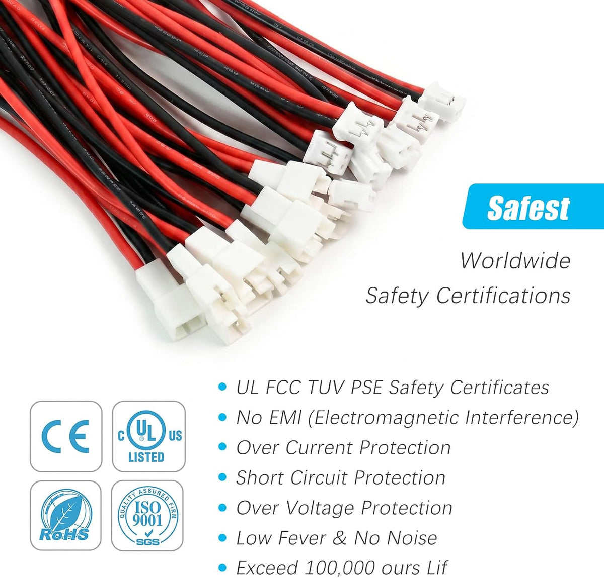 20-Pack Tiny Whoop JST-PH 2.0 Male Female Connector Cable