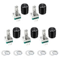 MECCANIXITY 5pack EC11 Rotary Encoder Code Switch 15mm Full Shaft Black