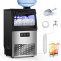 Commercial Ice Maker Machine with 20 Storage Bin, 100Lbs/24H, 36Pcs Ice Cubes 9-15Mins, Dual Water Inlet Options