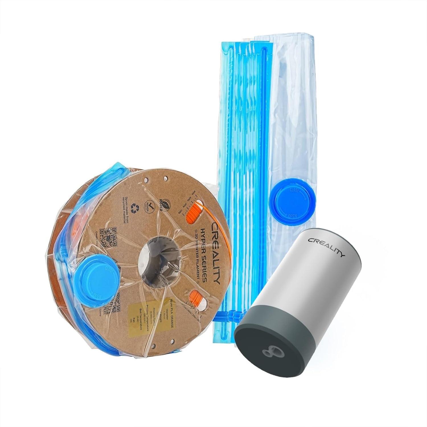 Filament Vacuum Storage Kit, Automatic Pump, Premium Cleaning Drying Sealed 8 Storage Bags with Desiccants, 3D
