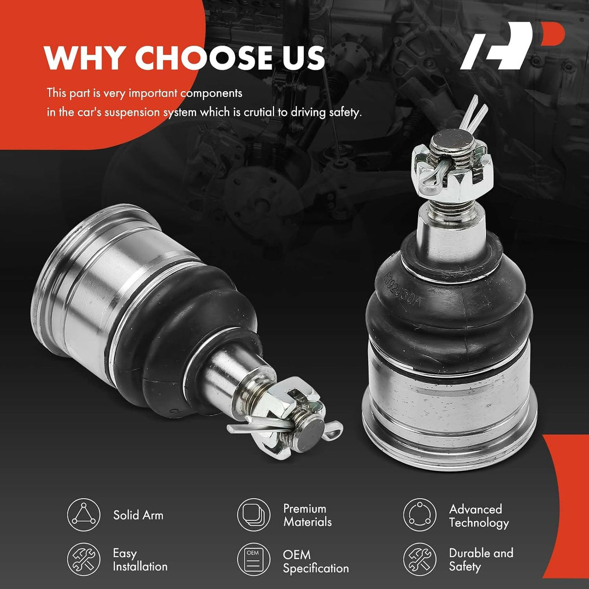 A-Premium Front Lower Ball Joint - Forge Steel, Compatible with Honda