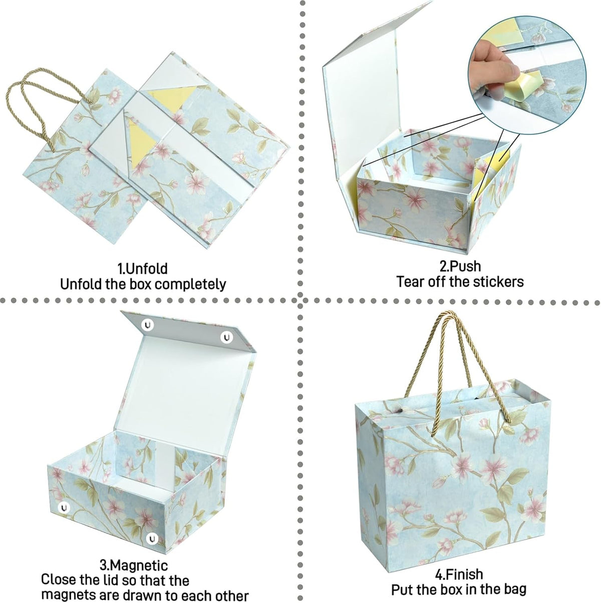 Gift Box with Lid for present 3D Embossed Pattern Magnetic Closure,folding